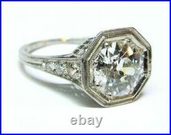 Art Deco 3.40 Ct White Diamond Antique Vintage Wedding Ring 925 Sterling Silver