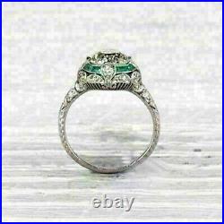 Art Deco 3.50Ct Round Cut Lab-Created Diamond Engagement Vintage Antique Rings