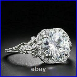 Art Deco 3.70 ct Lab-Created Diamond Engagement Vintage Antique Engagement Ring