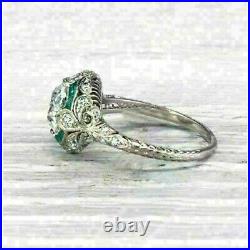 Art Deco 3 Ct Round Cut White Diamond Engagement Vintage Antique Ring 925 Silver
