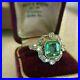 Art Deco 4.10 Ct Lab-Grown Emerald & Diamond Antique Vintage Style Wedding Ring