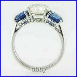 Art Deco 4.10Ct Round Lab-Created Diamond &Sapphire Antique Vintage Wedding Ring
