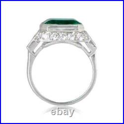 Art Deco 4.20 Ct Green Emerald Antique Vintage Wedding Ring 925 Sterling Silver