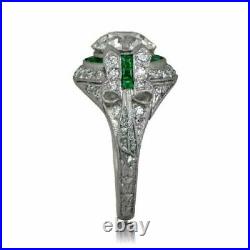 Art Deco 4.35Ct Round Cut Lab-Created Diamond Engagement Vintage Antique Rings