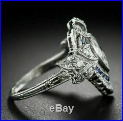 Art Deco 4 Ct Heart Cut Diamond Vintage Engagement Ring 14K White Gold Finish