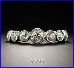 Art Deco 5.40Ct Round Cut Lab-Created Diamond Bezel Antique Vintage Wedding Ring