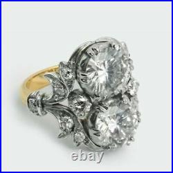 Art Deco 8.0Ct Round Lab-Created Diamond Two-Stone Wedding Vintage Antique Rings