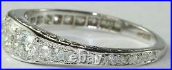 Art Deco Antique 18k White Gold. 85 Carat Diamond Wedding Band Ring