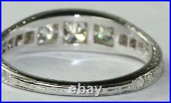 Art Deco Antique 18k White Gold. 85 Carat Diamond Wedding Band Ring