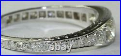 Art Deco Antique 18k White Gold. 85 Carat Diamond Wedding Band Ring