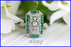 Art Deco Antique 1CT Round Cut Diamond Vintage Engagement Ring 14K White Gold FN