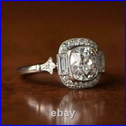 Art Deco Antique 3.20 Ct White Diamond Vintage Wedding Ring 925 Sterling Silver