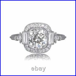 Art Deco Antique 3.20 Ct White Diamond Vintage Wedding Ring 925 Sterling Silver