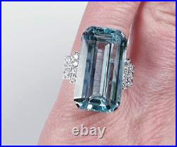 Art Deco Antique 7.10 Ct Lab-Created Aqua Diamond Vintage Engagement Ring