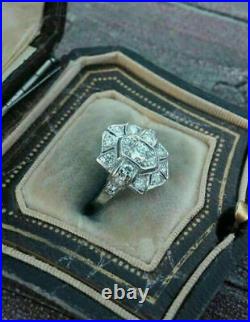 Art Deco Antique Ring Vintage Engagement Ring 2 Ct 14K White Gold Plated