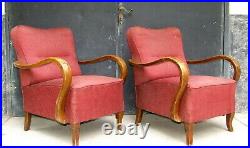 Art Deco Armchairs. Club Cocktail Chairs. 1920 Vintage Antique Halabala