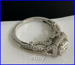 Art Deco Asscher Simulated Diamond Vintage Wedding Ring In 14k White Gold Plated