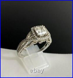 Art Deco Asscher Simulated Diamond Vintage Wedding Ring In 14k White Gold Plated