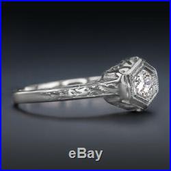 Art Deco Diamond 18k Engagement Ring Original Vintage Solitaire Antique Natural