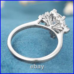 Art Deco Engagement Ring Halo Vintage Baguette 1.0CT Moissanite Wedding Rings