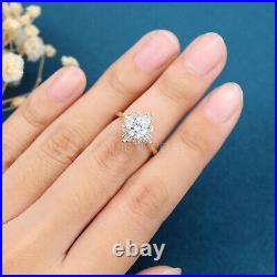 Art Deco Engagement Ring Halo Vintage Baguette 1.0CT Moissanite Wedding Rings