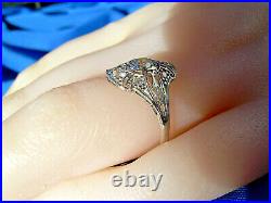 Art Deco European Cut Diamond Platinum Engagement Ring Antique Vintage Solitaire