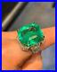 Art Deco Fine Design With 3.87CT Colombian Emerald & Fancy Cut CZ Vintage Ring