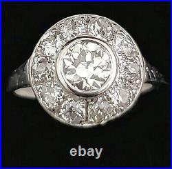 Art Deco GIA Transitional & Old European Cut Diamond Ring Halo Platinum Vintage