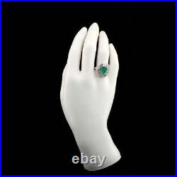 Art Deco Inspired 925 Silver Vintage Women's Ring Set With Emerald & White CZ
