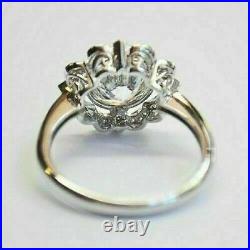 Art Deco Round 2.00ct Moissanite Halo Vintage Wedding Ring 14k White Gold Finish