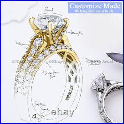 Art Deco Round 2.00ct Moissanite Halo Vintage Wedding Ring 14k White Gold Finish