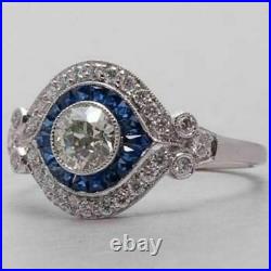 Art Deco Round Cut 2.50Ct Diamond Vintage Engagement 14K White Gold Finish Ring