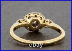 Art Deco Round Cut Simulated Diamond Vintage Wedding Ring 14k Yellow Gold Plated