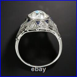 Art Deco Style 2.10Ct Round Cut Moissanite Vintage Wedding Ring 925 Silver