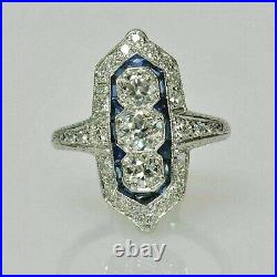 Art Deco Style 2.85Ct Round Diamond Design Engagement 14K White Gold Plated Ring