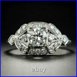 Art Deco Vintage 1.33CT Round Cut Moissanite Engagement Ring 925 Sterling Silver