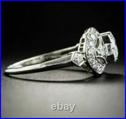 Art Deco Vintage 1.33CT Round Cut Moissanite Engagement Ring 925 Sterling Silver