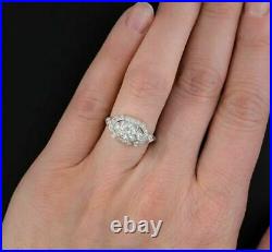 Art Deco Vintage 1.33CT Round Cut Moissanite Engagement Ring 925 Sterling Silver