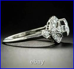 Art Deco Vintage 1.35Ct White Moissanite Engagement Ring 14k White Gold Size 7.5