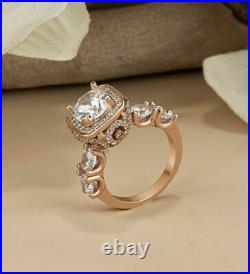 Art Deco Vintage 1.50CT Round-Cut Moissanite Engagement Ring 14K Rose Gold Over