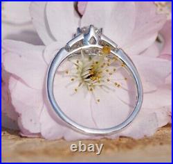 Art Deco Vintage 1.75Ct White Moissanite Engagement Ring 14k White Gold Size 6.5