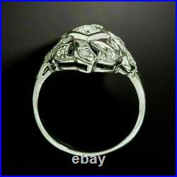 Art Deco Vintage 14K White Gold Plated 3.50CT Round Cut Lab Created Diamond Ring