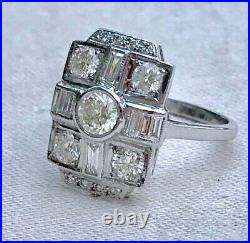 Art Deco Vintage 2.10 Ct Round Cut Diamond 925 Sterling Silver Wedding Ring