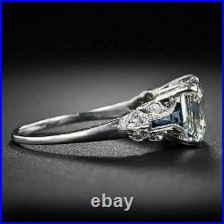 Art Deco Vintage 2.15 Ct Asscher Cut Moissanite Diamond Antique Engagement Ring