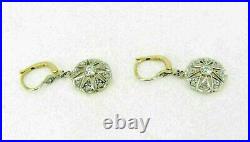 Art Deco Vintage 2.20 Ct moissanite Engagement Dangle Earrings 14K Yellow Gold