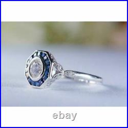 Art Deco Vintage 2.20Ct Round Diamond Engagement Antique Bezel Ring 935 Silver