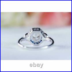 Art Deco Vintage 2.20Ct Round Diamond Engagement Antique Bezel Ring 935 Silver