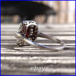 Art Deco Vintage 2.30 Carat Round Ruby With Bugatti & Round CZ 925 Silver