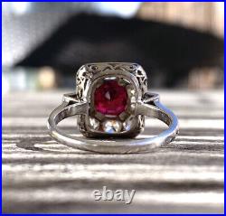 Art Deco Vintage 2.30 Carat Round Ruby With Bugatti & Round CZ 925 Silver