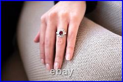 Art Deco Vintage 2.30 Carat Round Ruby With Bugatti & Round CZ 925 Silver